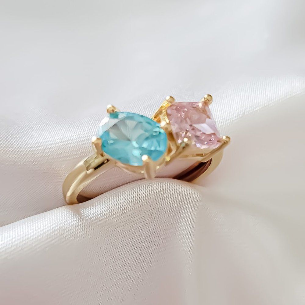 5/$25 Gold Color Alloy Multi Color Crystal  Ring Adjustable - Picture 4 of 5